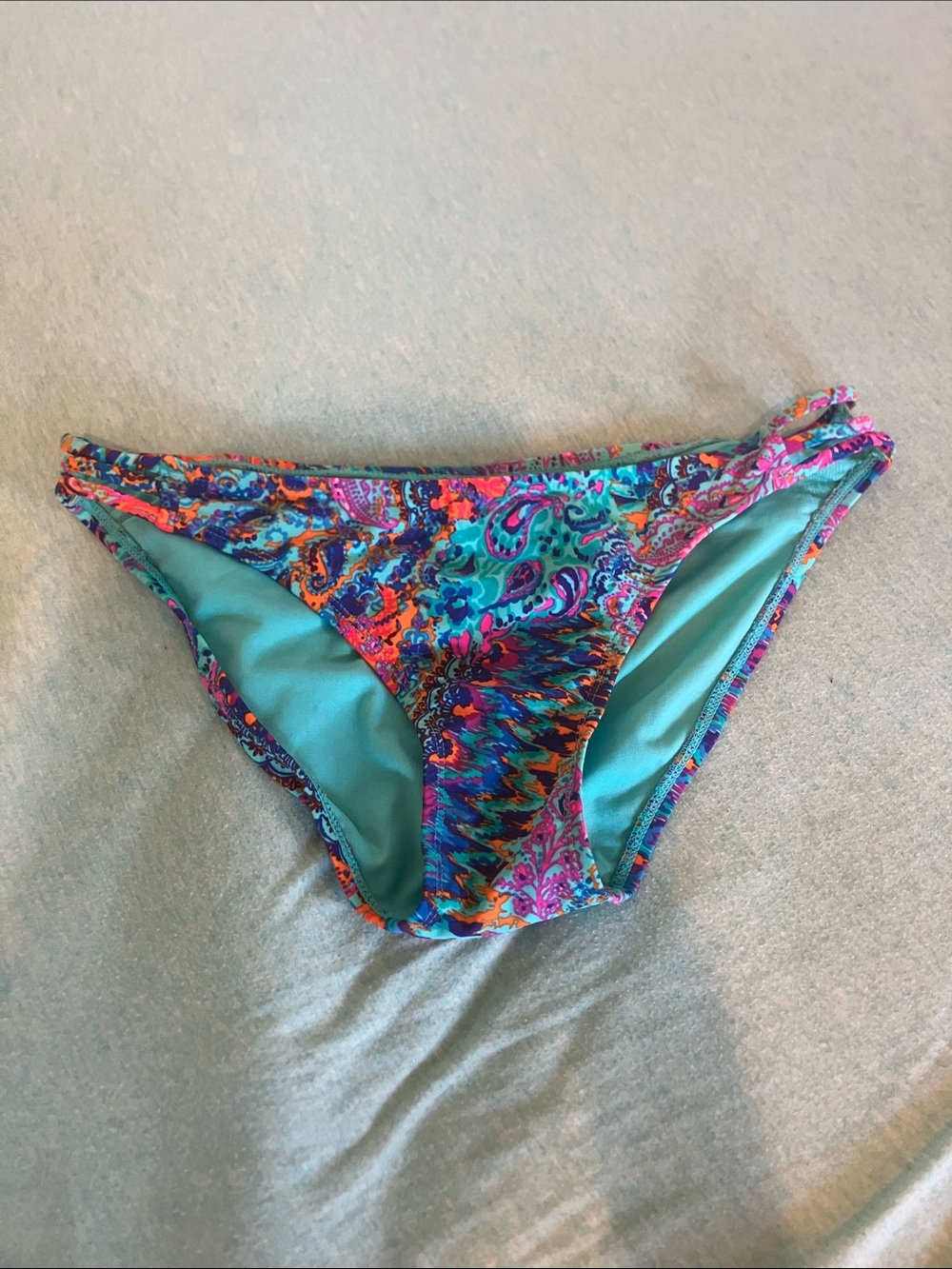Women’s Turquoise Multi Paisley Bikini Bottoms